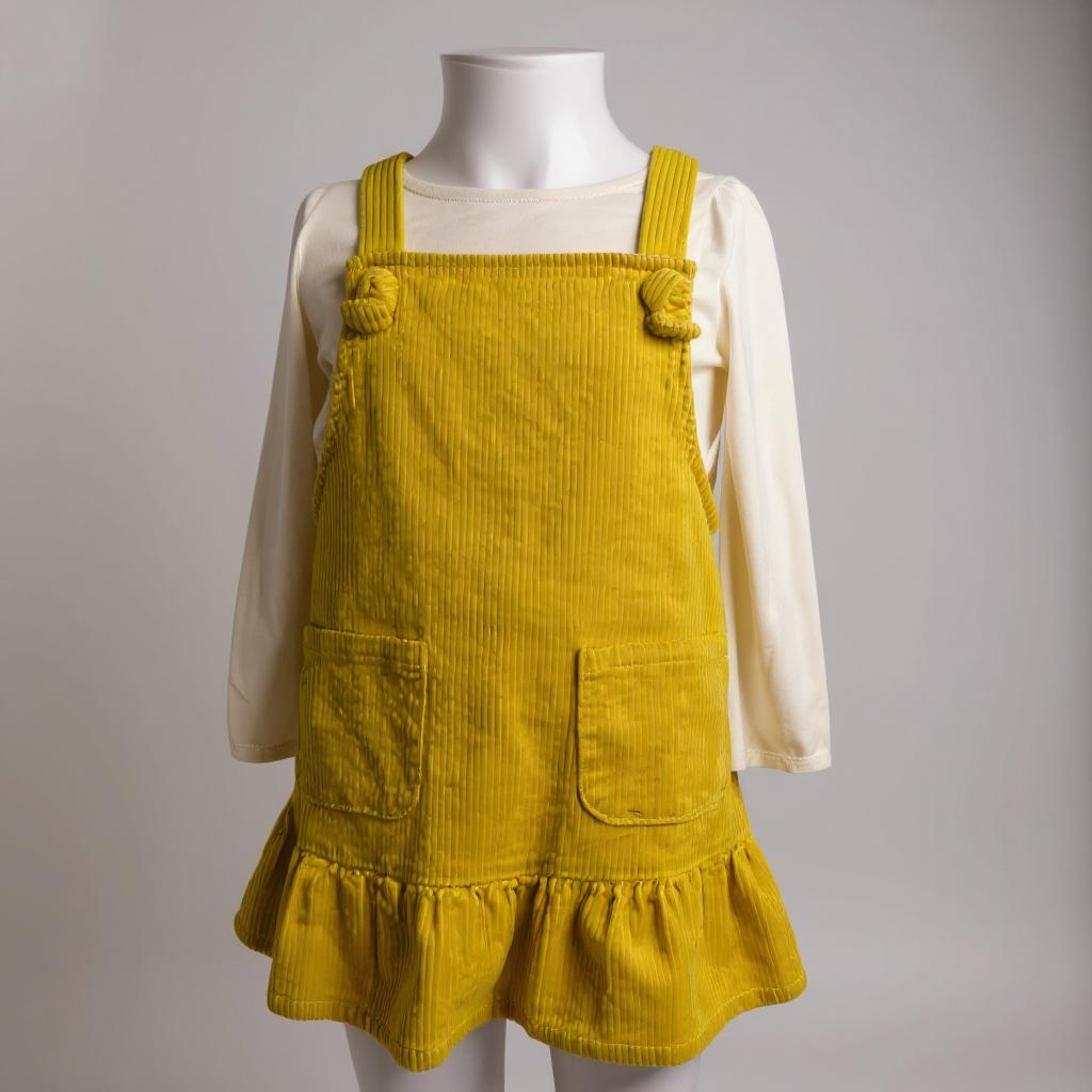 New with Tag- Art Class-Yellow Corduroy Pinafore Dress (Size 4T)