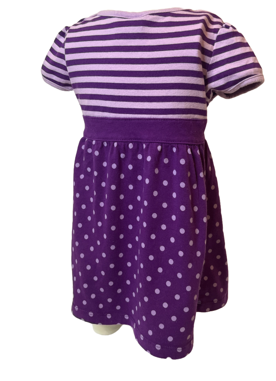 Purple Polka Dot and Stripe Dress for Girls(18 mos)