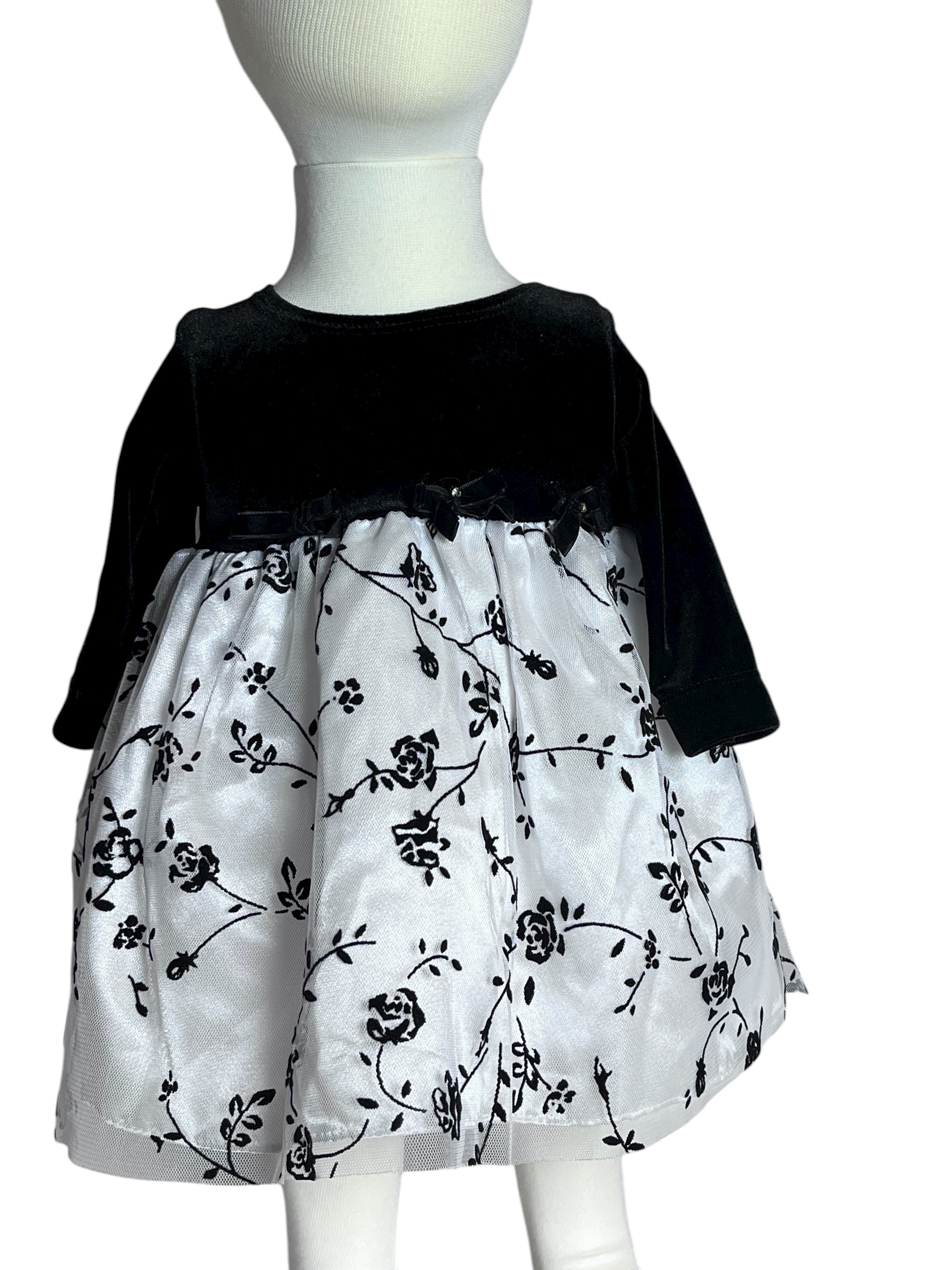 Girls’ Black and White Floral Dress(size 6/9 mos)