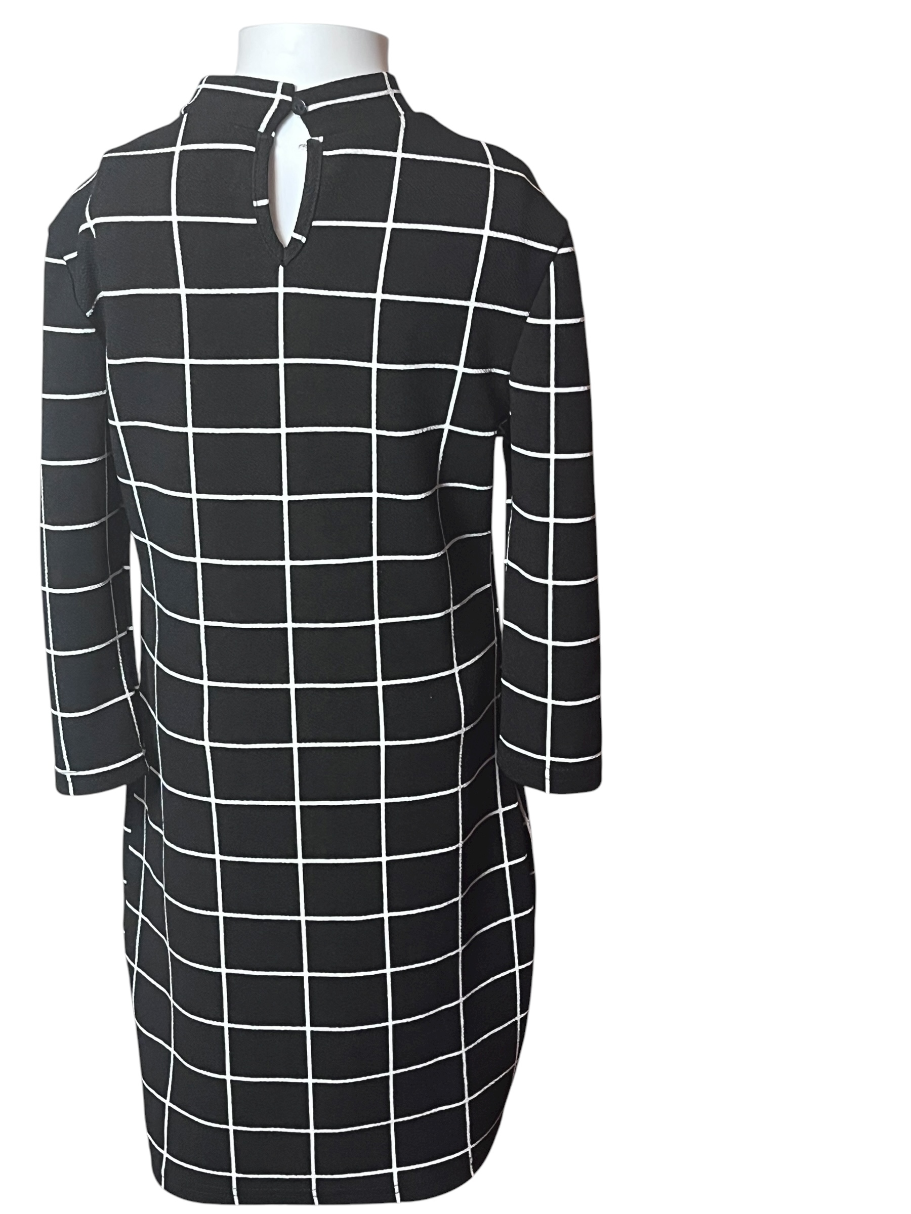 SHEIN-Black Grid Pattern Dress(size L 10)