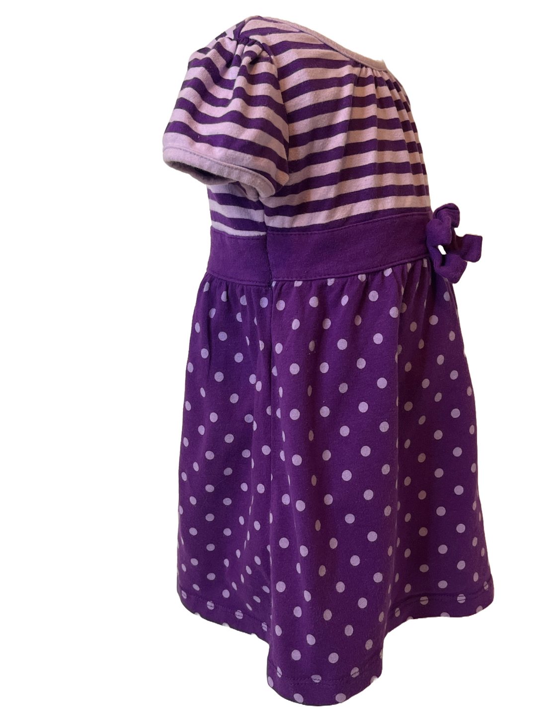 Purple Polka Dot and Stripe Dress for Girls(18 mos)