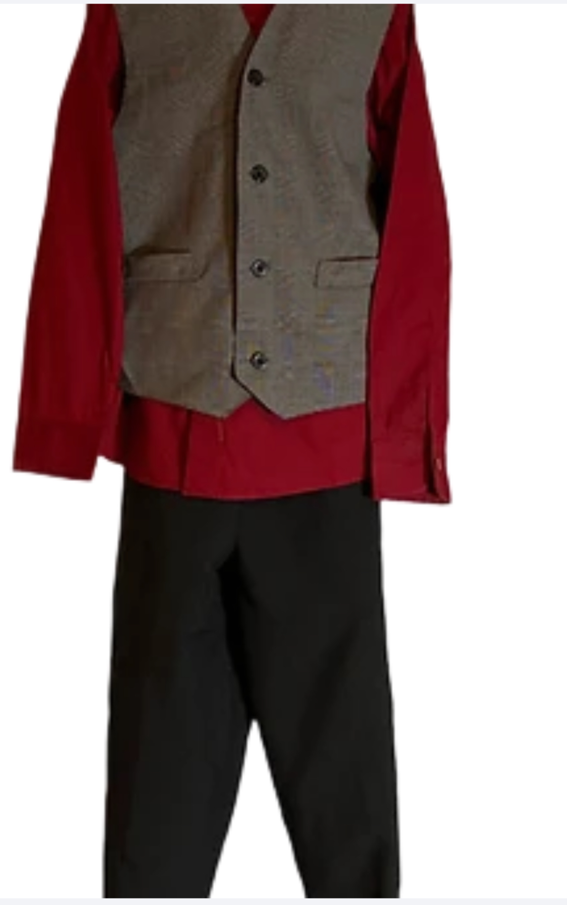 Sharp Style! George Boys Black Suit w/ Burgundy Shirt & Vest