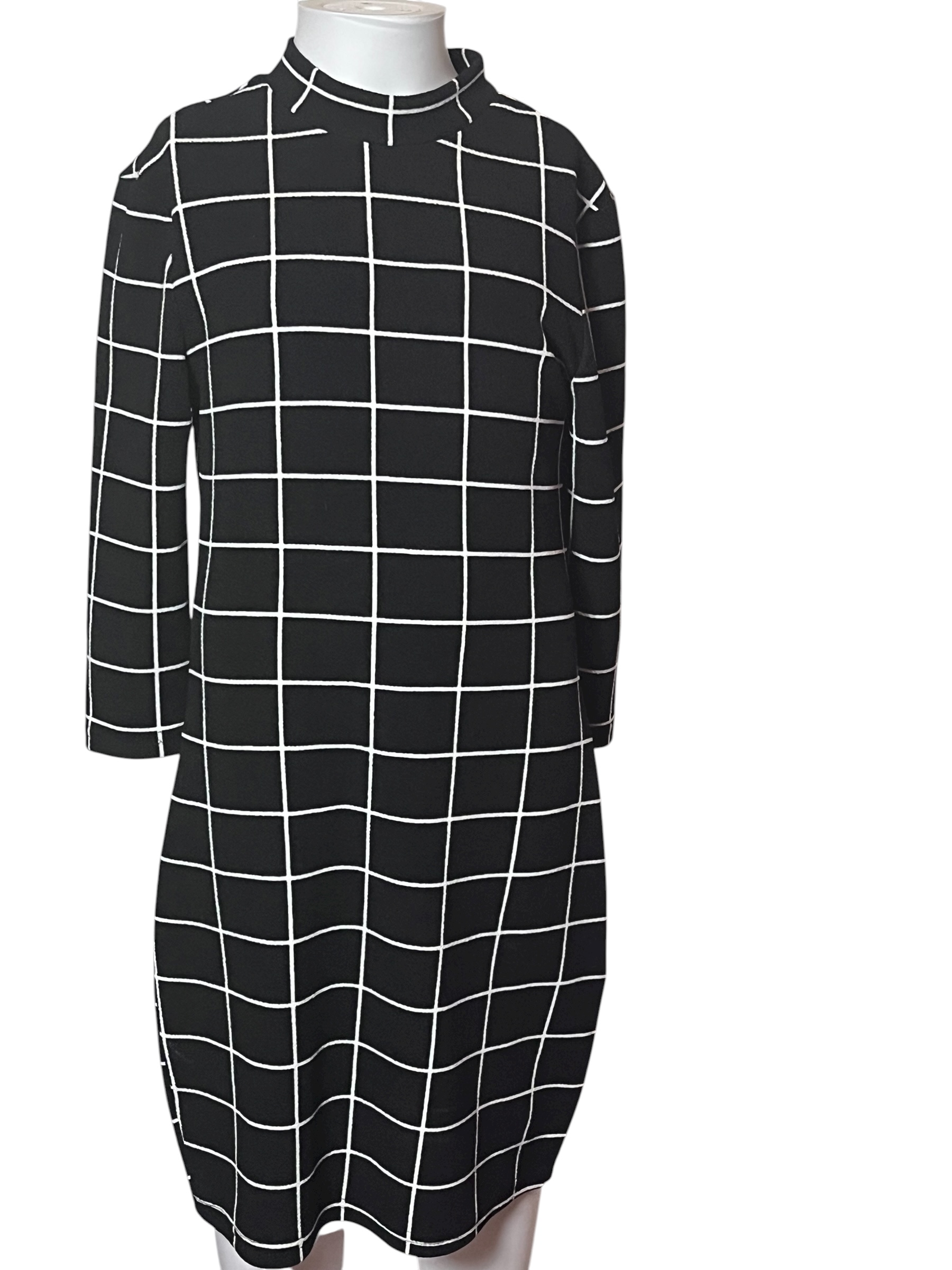 SHEIN-Black Grid Pattern Dress(size L 10)