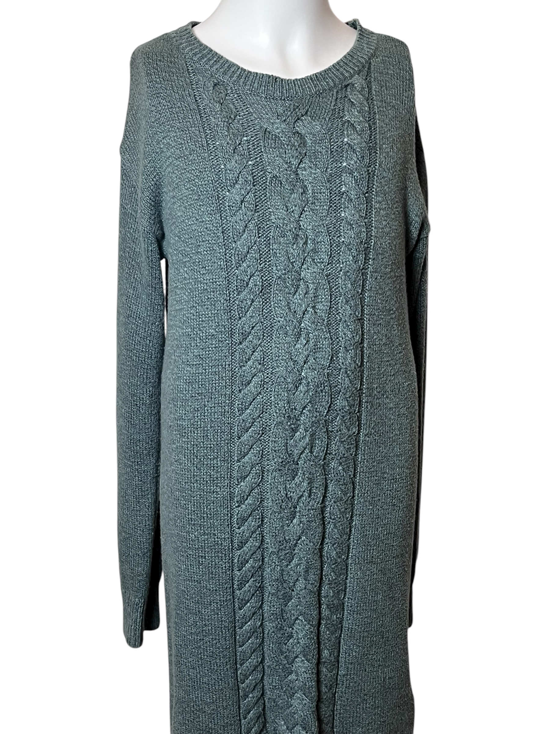 Cable Knit Long Sweater Dress (size L 10-12)