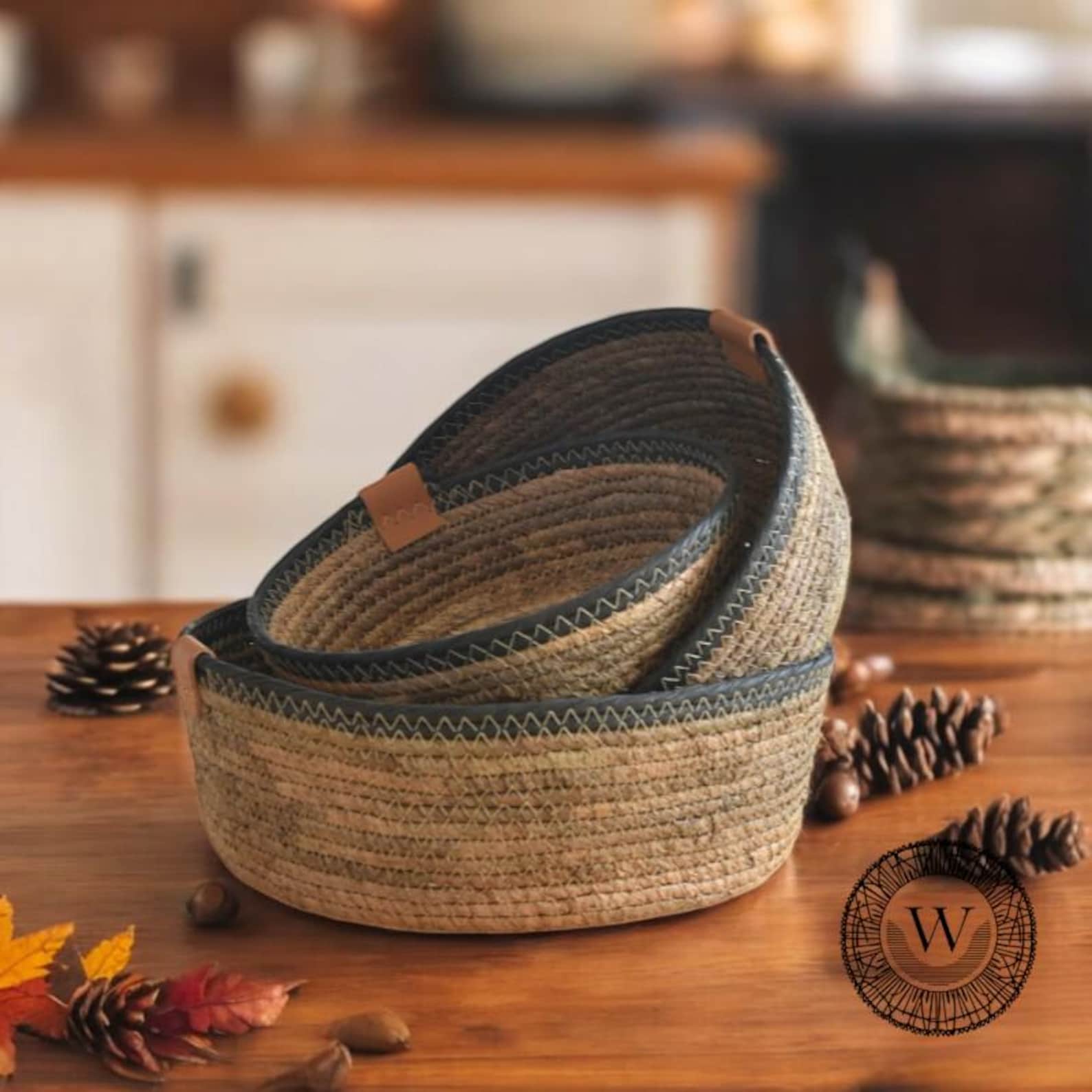Boho Rattan Basket, Wicker Table Basket, Decorative Fruit Bowl, Essentials Storage Basket, Tabletop Snack Storage, Woven Straw Organiser