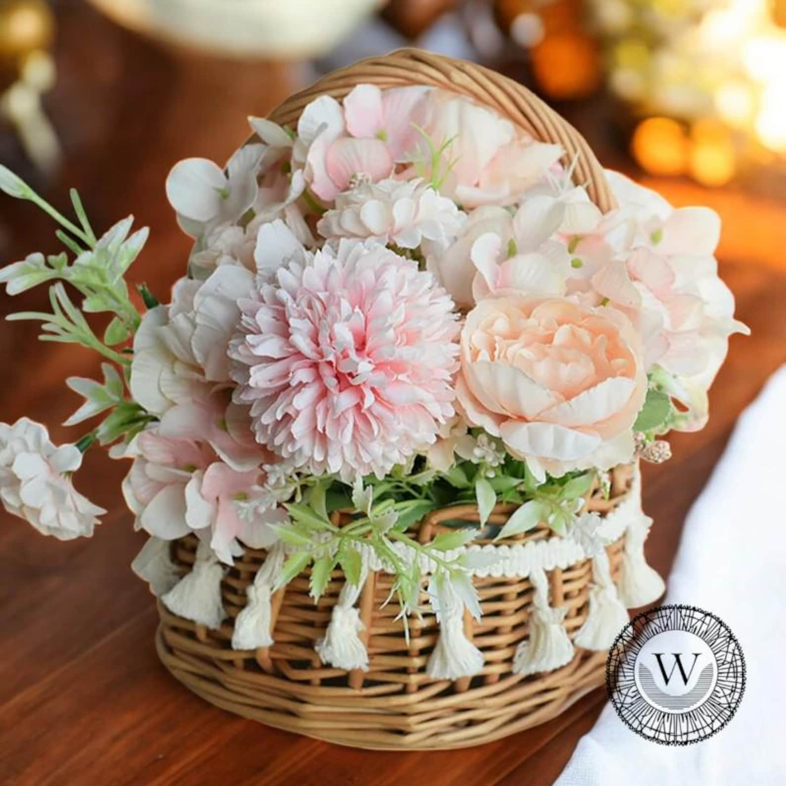 Rattan Decor Basket, Rustic Home Storage, Flower Girl Accessory, Charming Flower Display, Wicker Basket, Decoration Basket