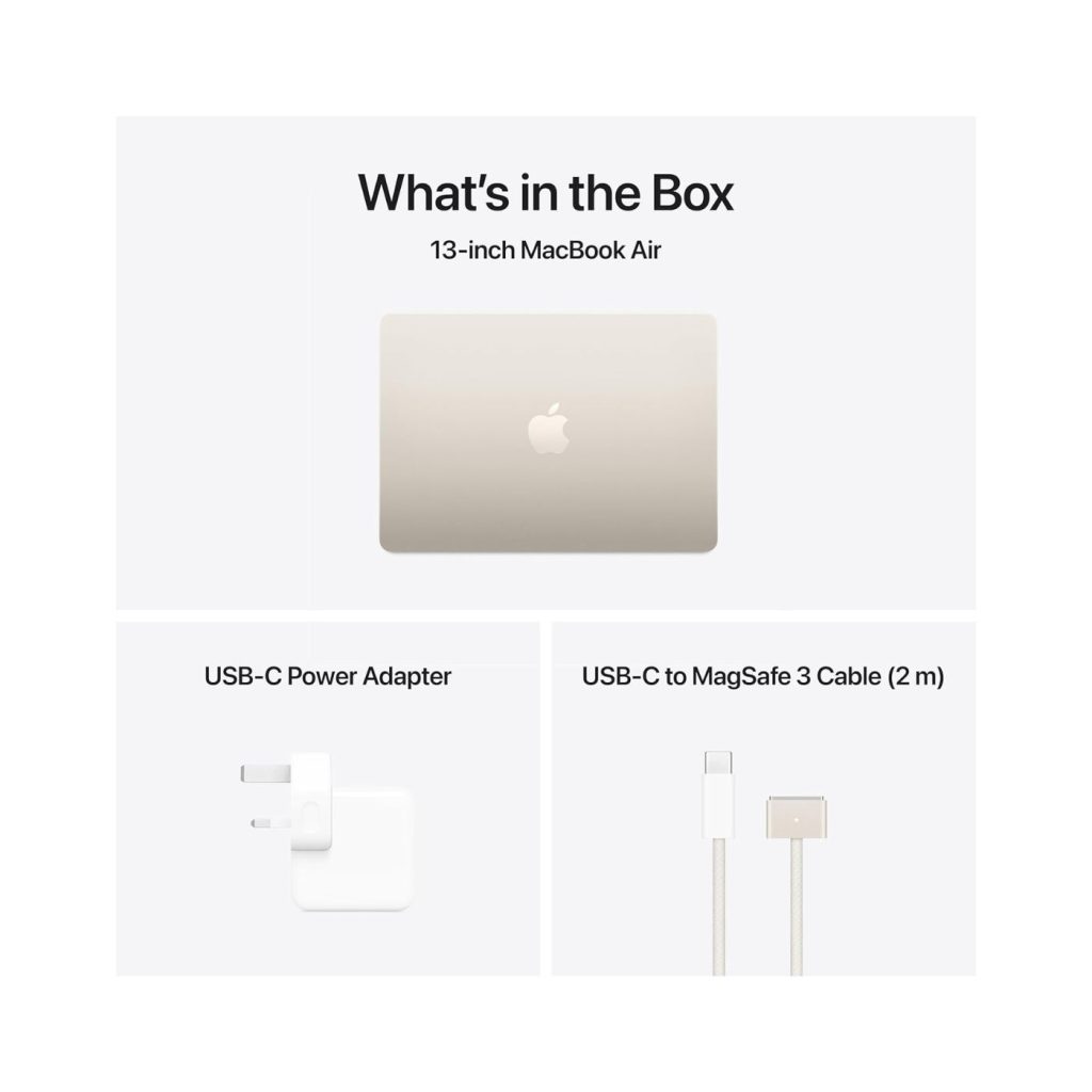 MacBook Air MC9F4 Laptop With 15.3-Inch Display, M3 chip 8-core CPU and 10-core GPU Processor/16GB RAM/256GB SSD/macOS English Starlight