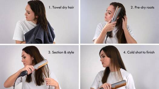 Dyson HT01 Airstrait Straightener, 1600W, LCD Screen, Wet to Dry Hair, 2 Modes - 3 Heat, 3 Speed Power, 240V Voltage, Intuitive Airflow, Lock Feature, Auto-Pause, Pink-Rose Gold | HT01