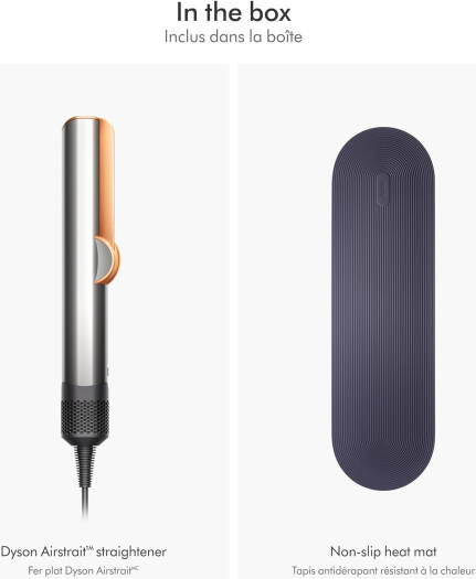  Dyson HT01 Airstrait Hair Straightner, 1600W, LCD Screen, Lock Feature, Auto-Pause, Wet To Dry Straightening With Air, Natural Straight Finish, Intelligent Heat Control, Nickel/Copper