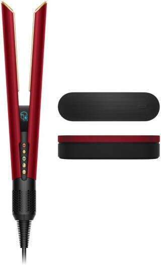 Dyson Airstrait Straightener, 1600W, LCD Screen, Wet to Dry Hair, 2 Modes, 3 Heat, 3 Speed Power, 240V Voltage, Intuitive Airflow, Lock Feature, Auto-Pause, Red Velvet/Gold | HT01