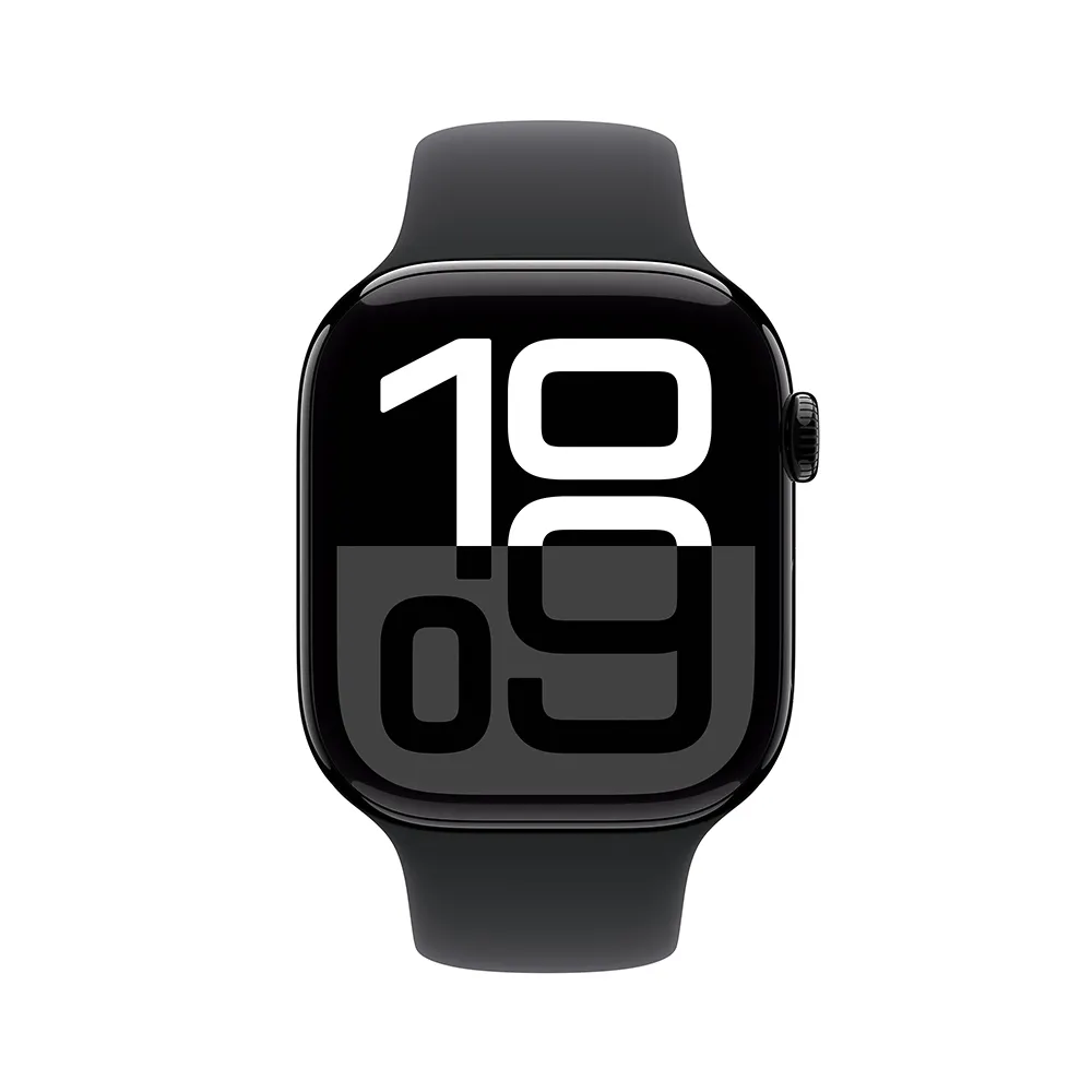 Apple Watch Series 10 GPS + Cellular 46mm Jet Black Aluminium Case with Black Sport Band - M/L  MWY43QA/A