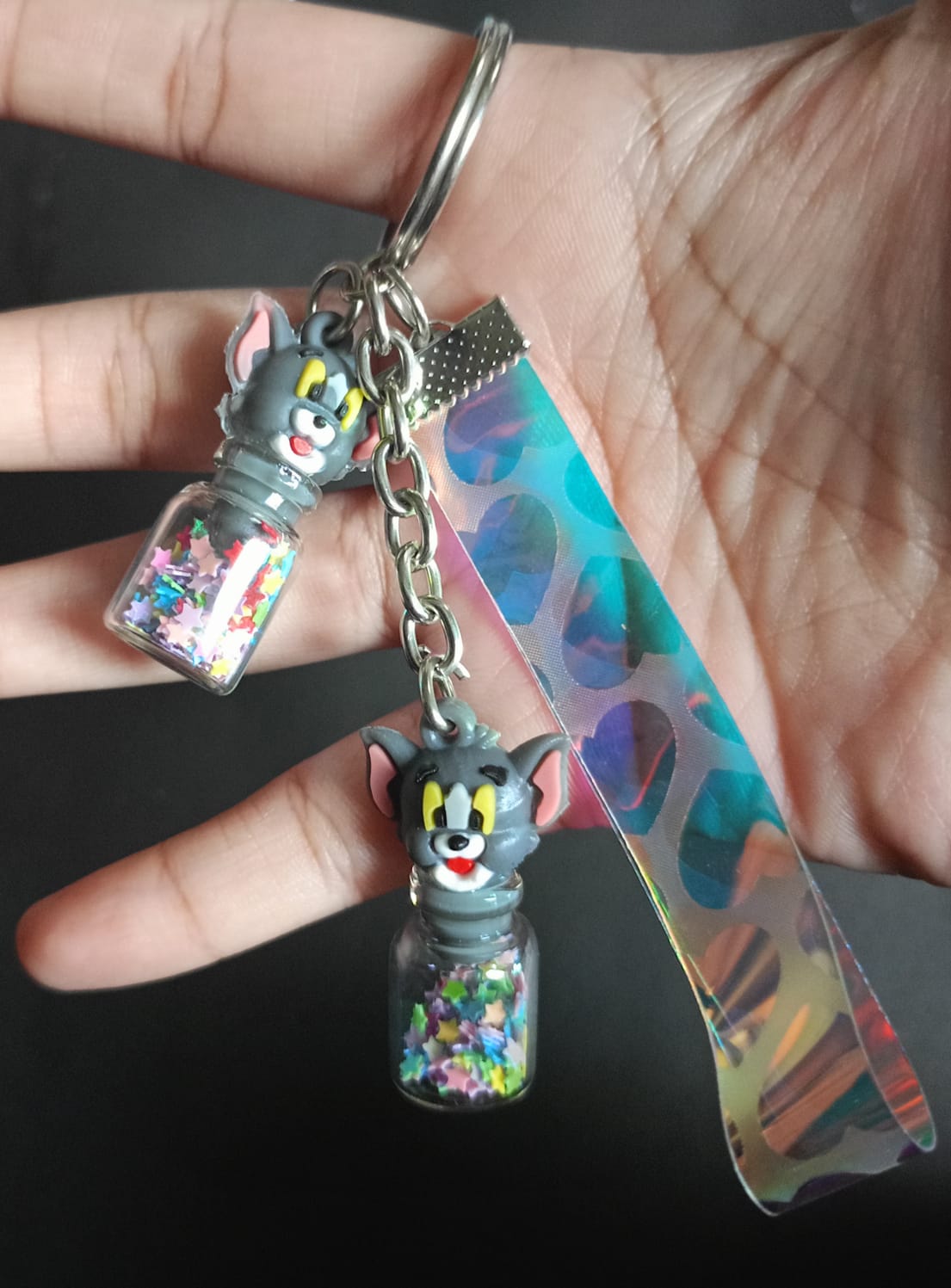 Tom with a glitter bottle