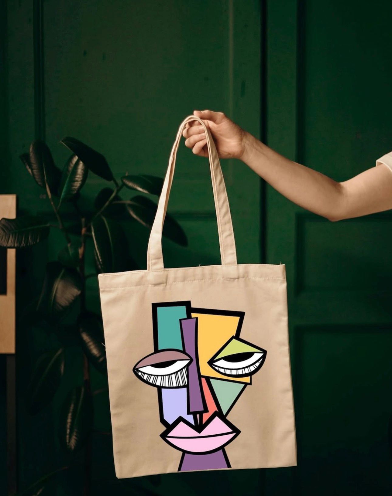 Abstract Face Canvas Tote Bag