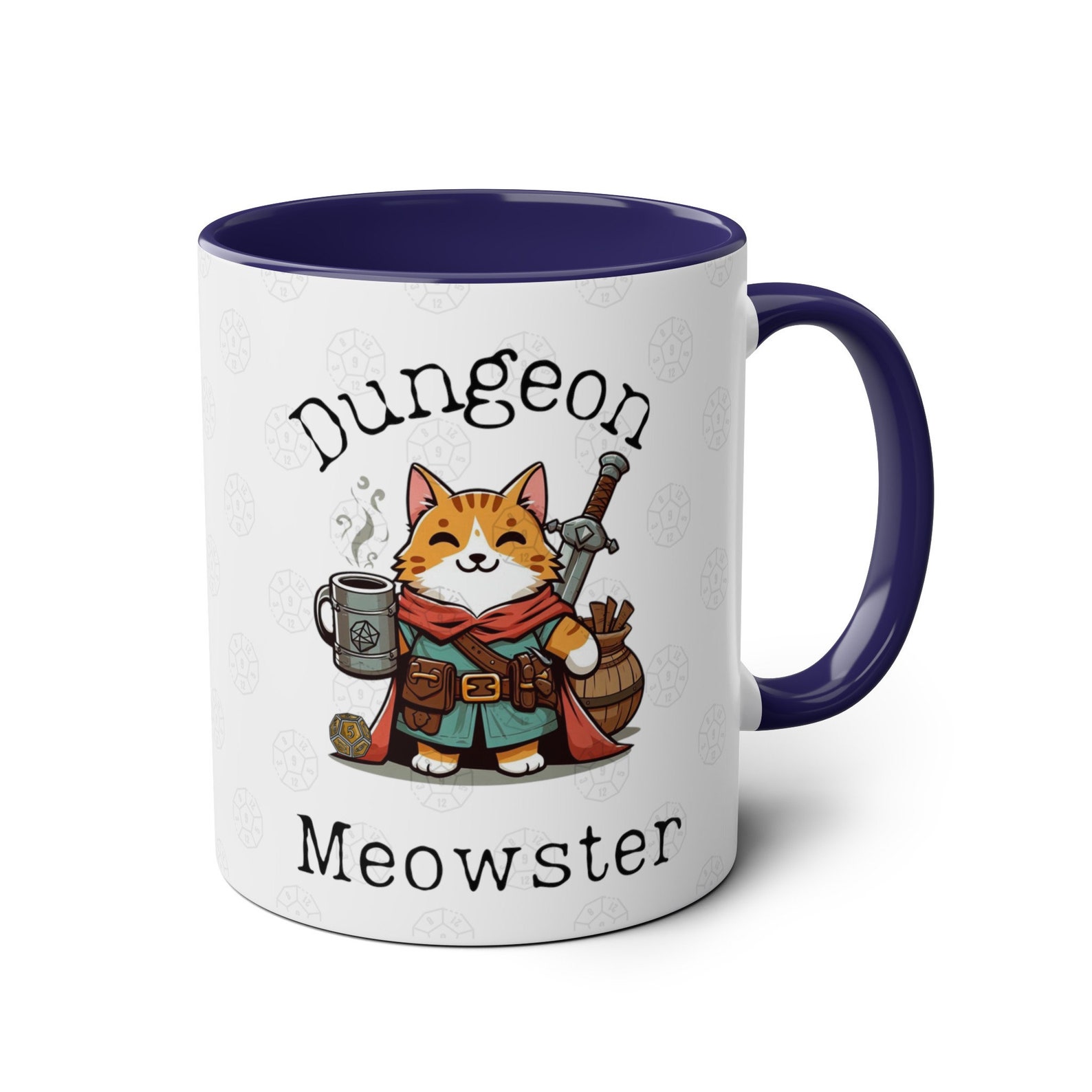 Dnd Mug With Cat Detail, Dungeon Meowster, Game Master Gift for RPG Group Game Players