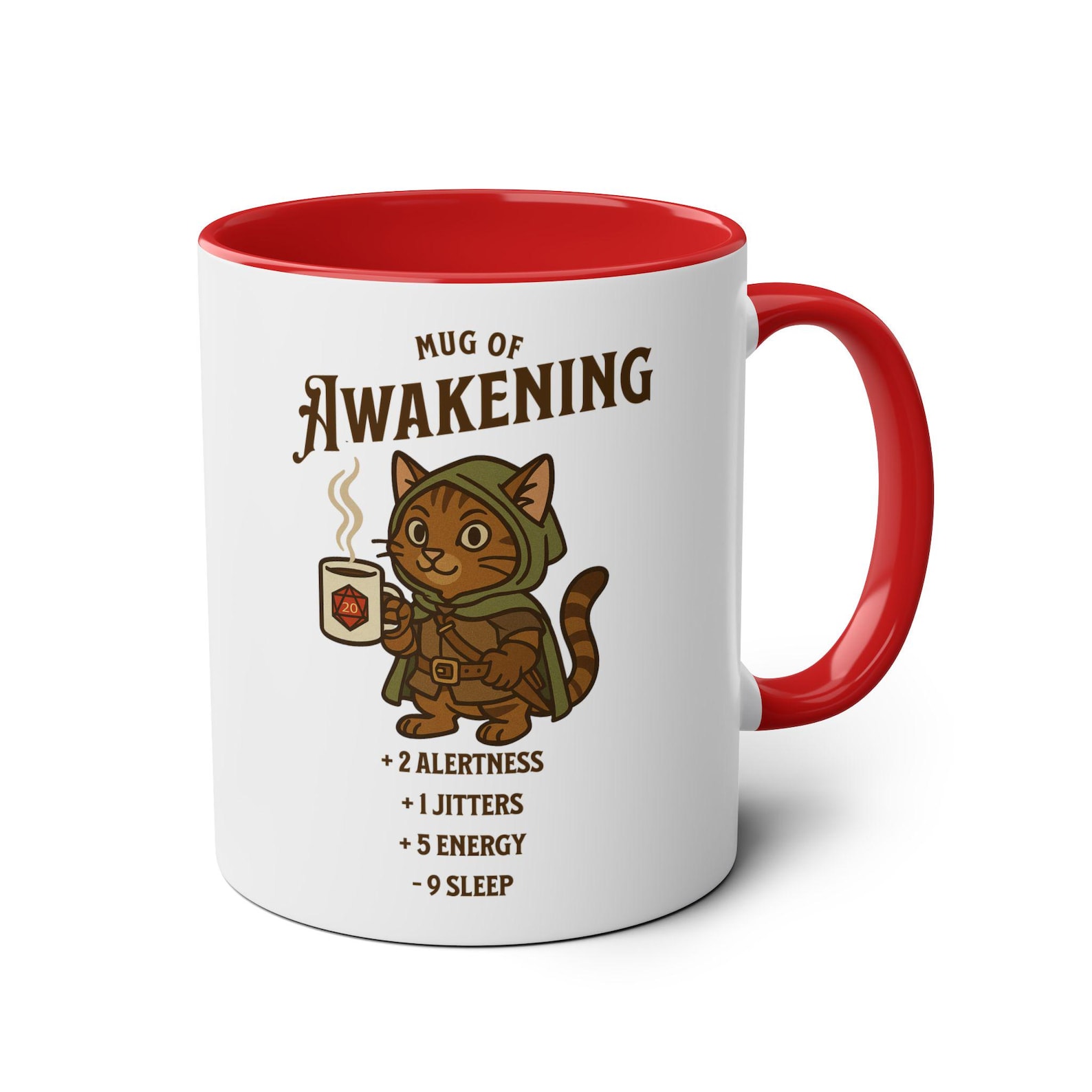 Dnd Mug of Awakening Coffee Cup Cat Gift Idea For Dungeon Game Masters, Dragon Role Players, Ideal Birthday or Christmas Gift