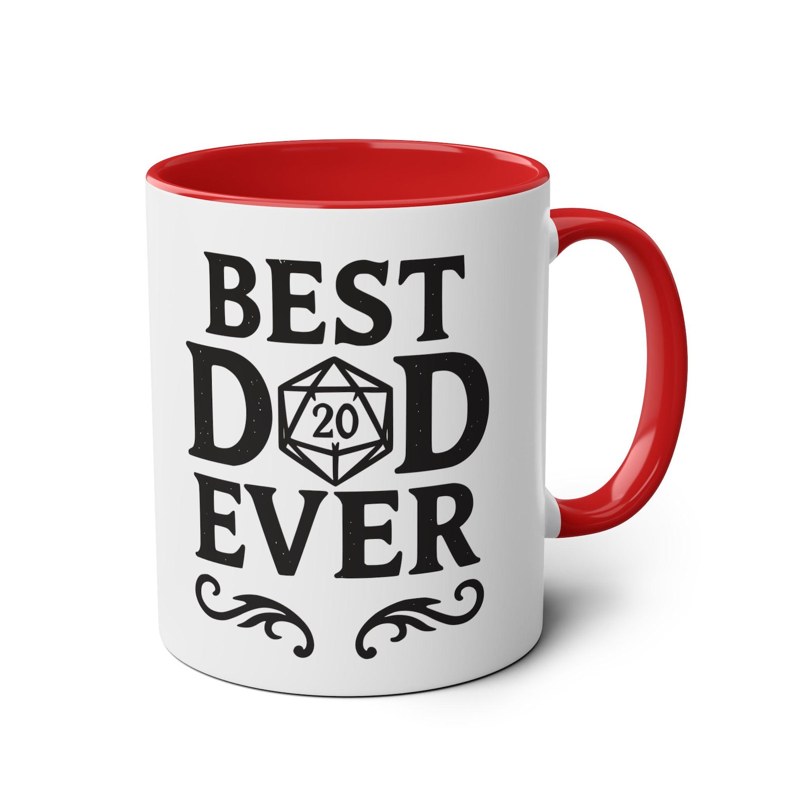 Best Dad Ever D20 Dnd Coffee Mug - Perfect Gift for Dads, Father's Day, Bg3 Gamer Dungeon Game Masters and Rpg Players