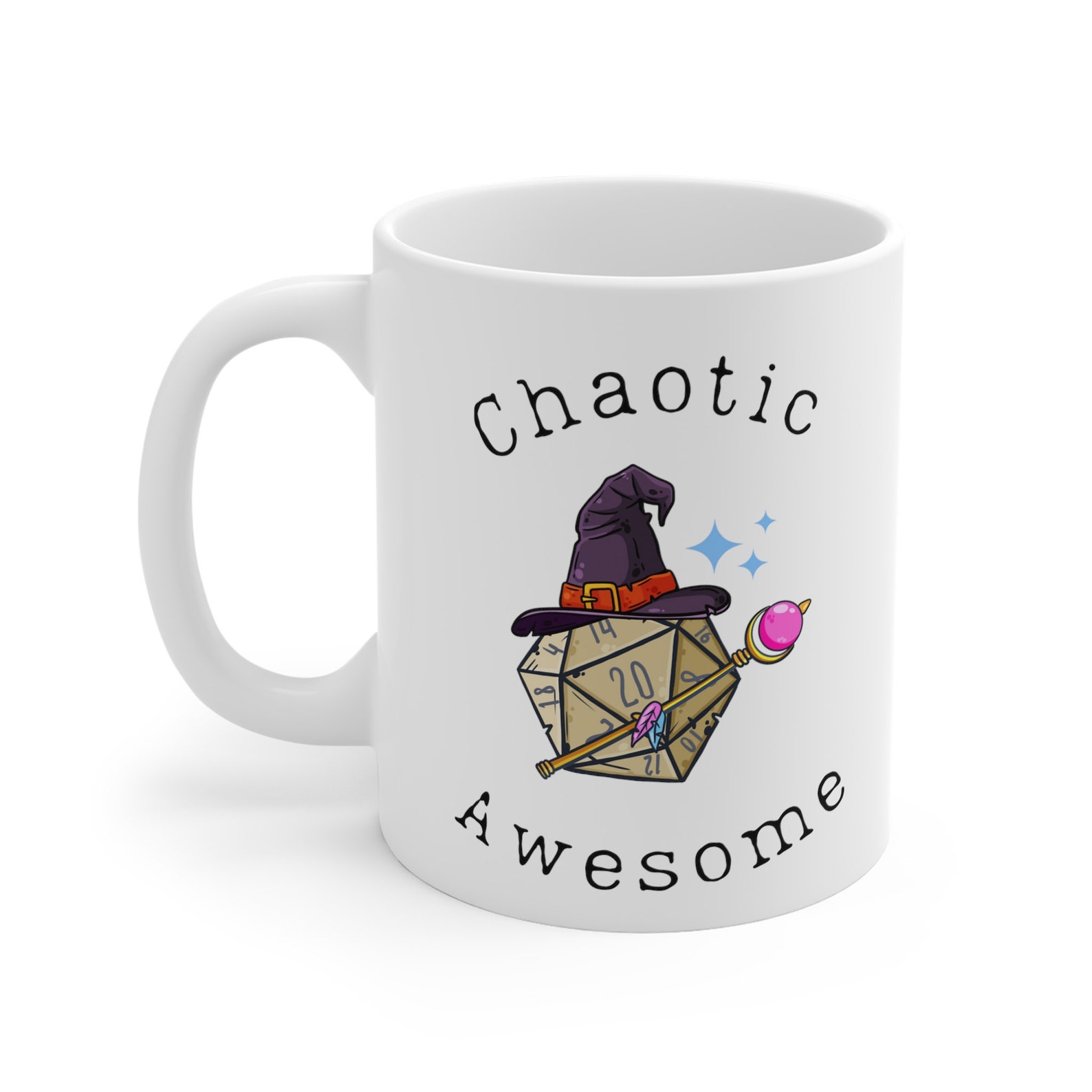 Dnd Chaotic Awesome Mug for Table Top RPG gamers & Dungeons, Dragons Fans, Player Characters Great, Mothers Day Gift for Dm or BG3 Player