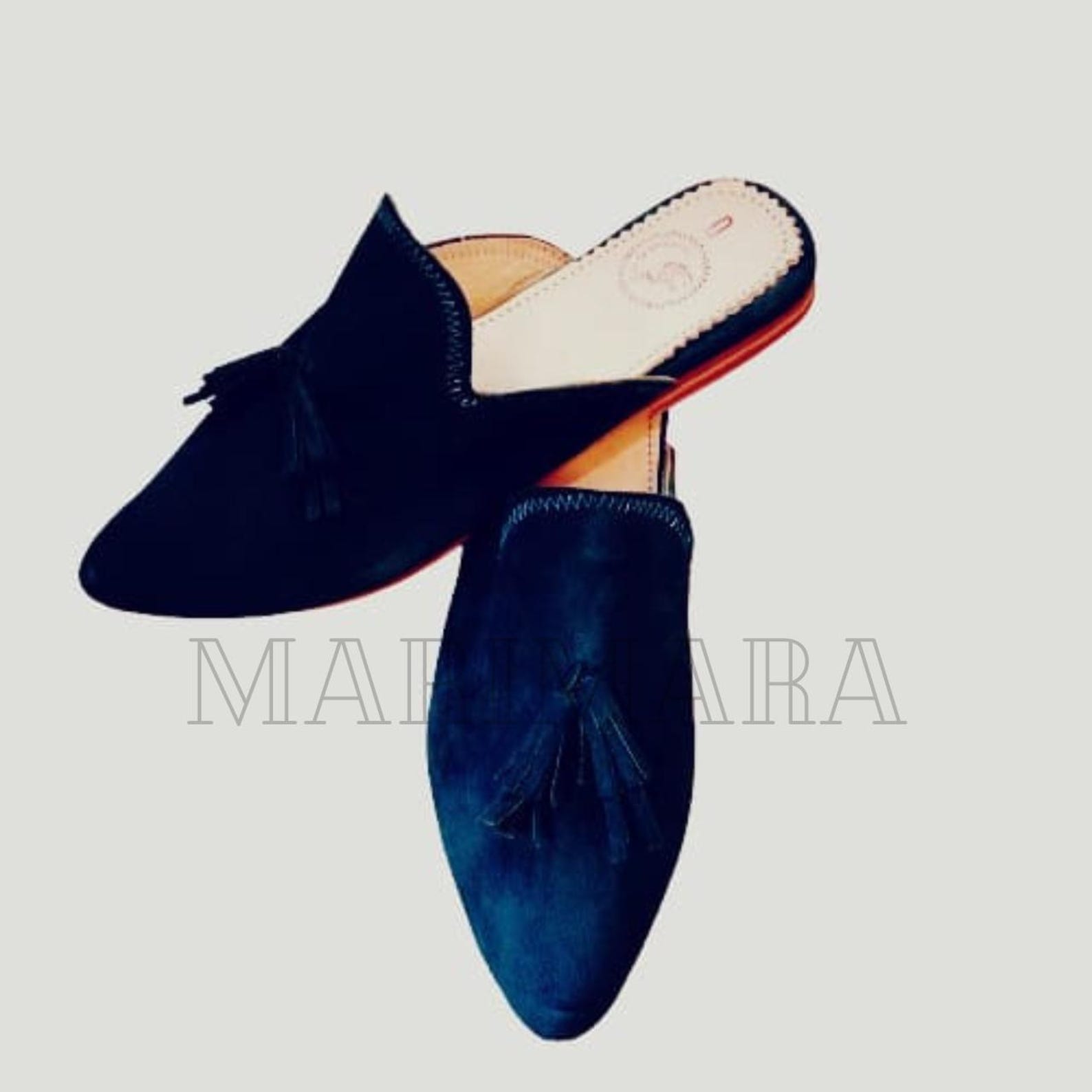 Moroccan Leather & Suede Babouches for Women Handmade Mules Velvet Slippers Handcrafted Slippers Gift