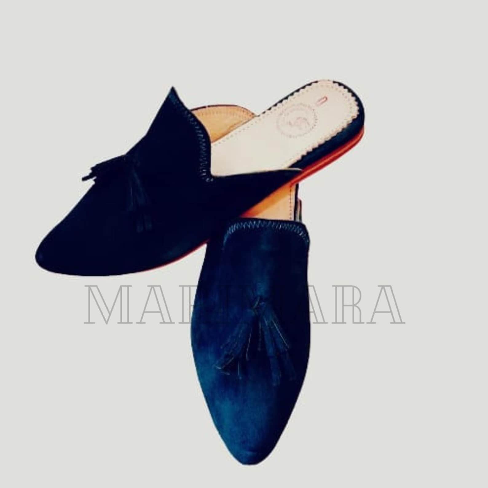 Leather & Suede Mules for Women, Handmade Moroccan Babouches, Premium Velvet Slippers