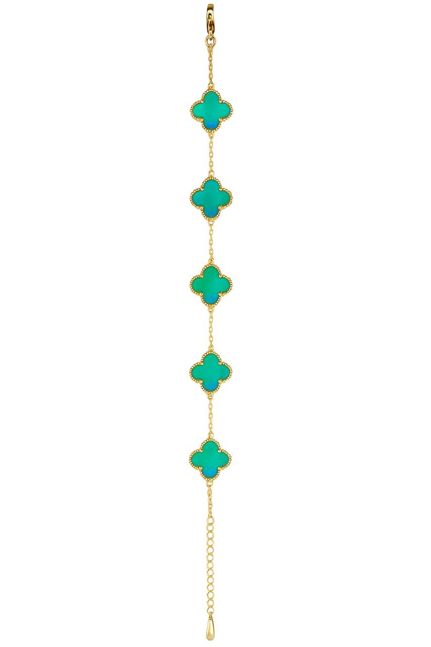 Gold and Turquoise Clover Bracelet