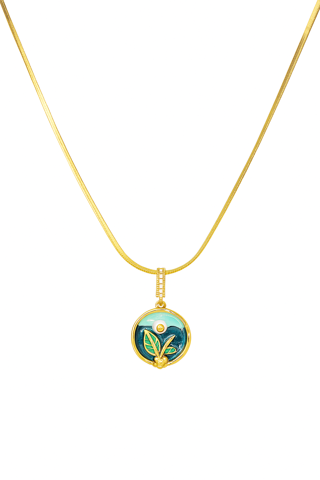 Anti-Tarnish Stainless Steel Gold-Plated Leaf Pendant Necklace