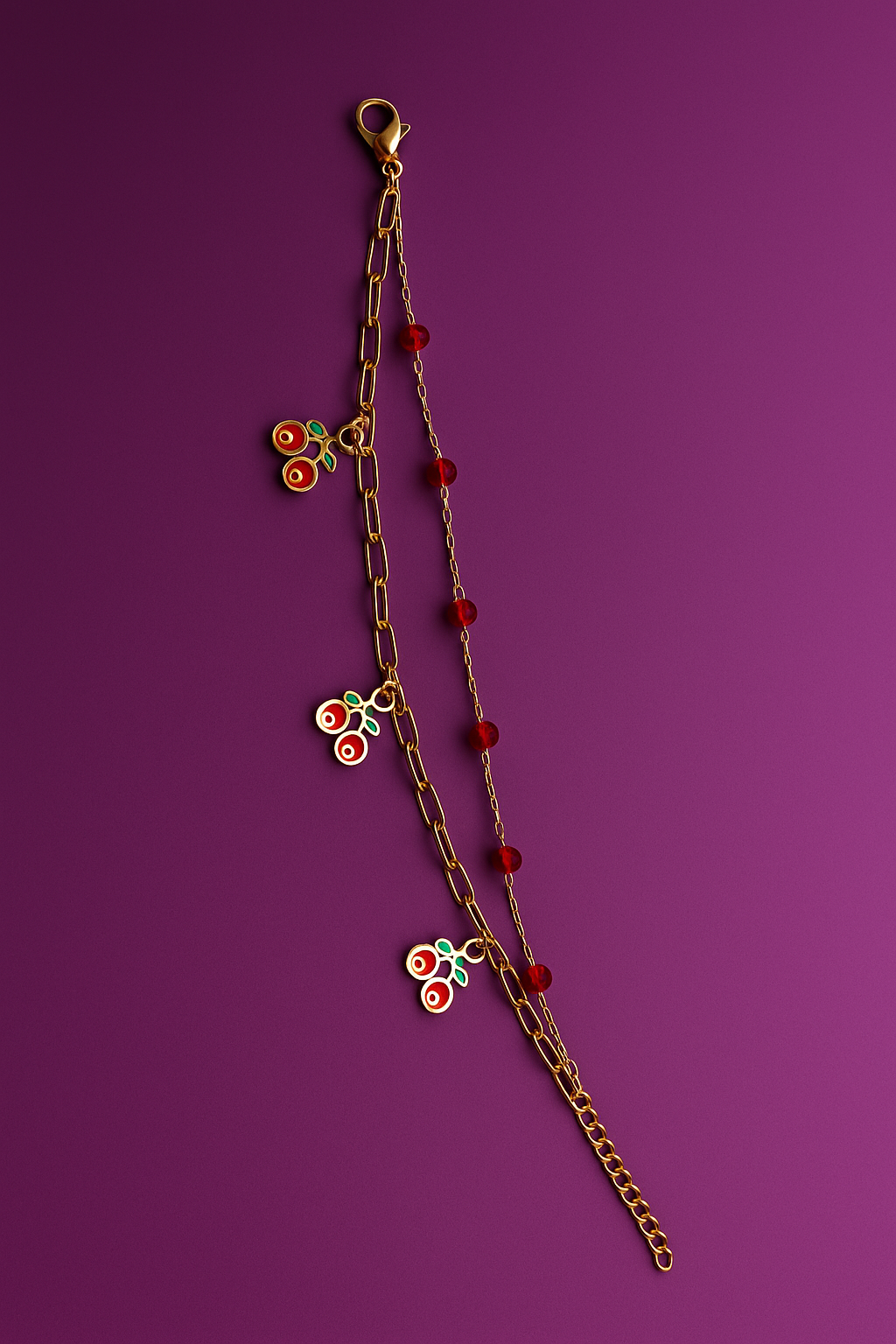 Cherry Charm Gold Bracelet
