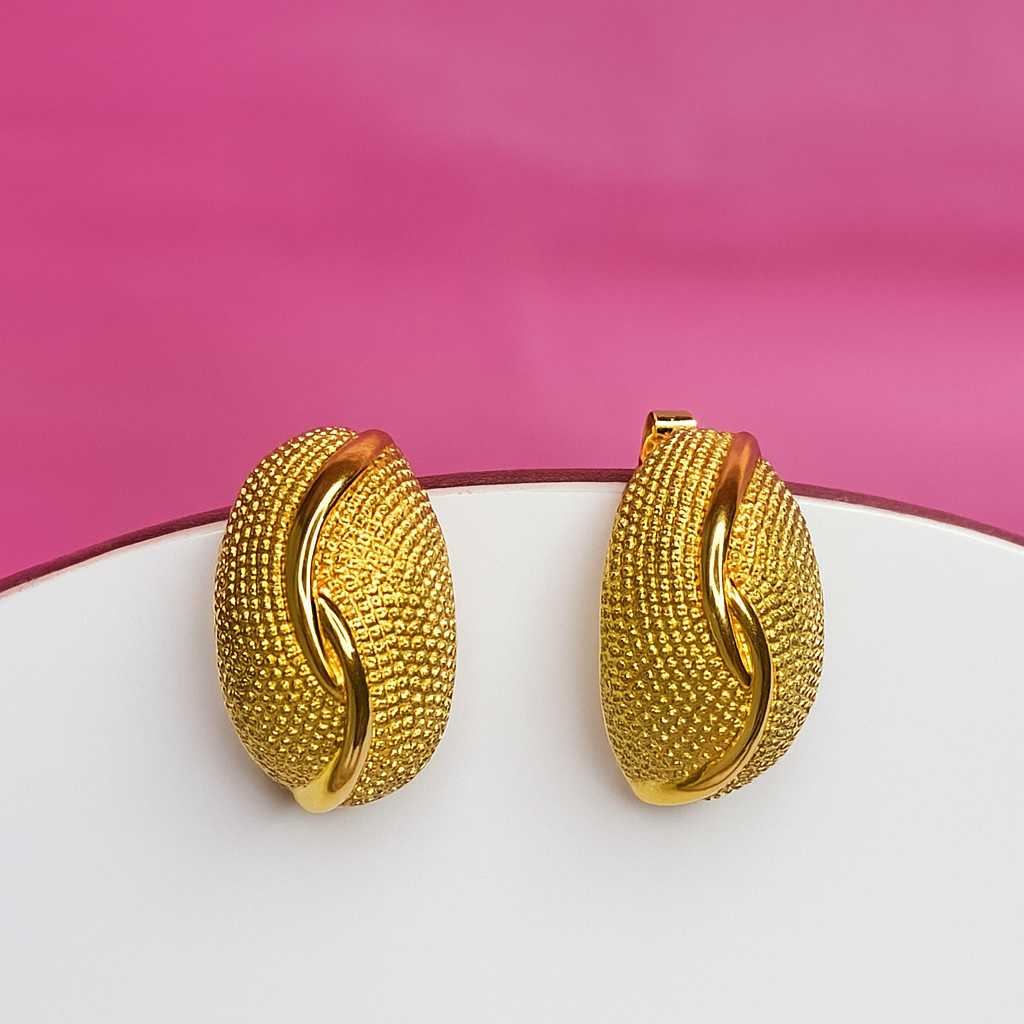 Gold Textured Clip-on Earrings