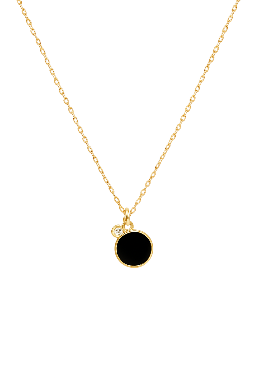 Gold Necklace with Black Pendant