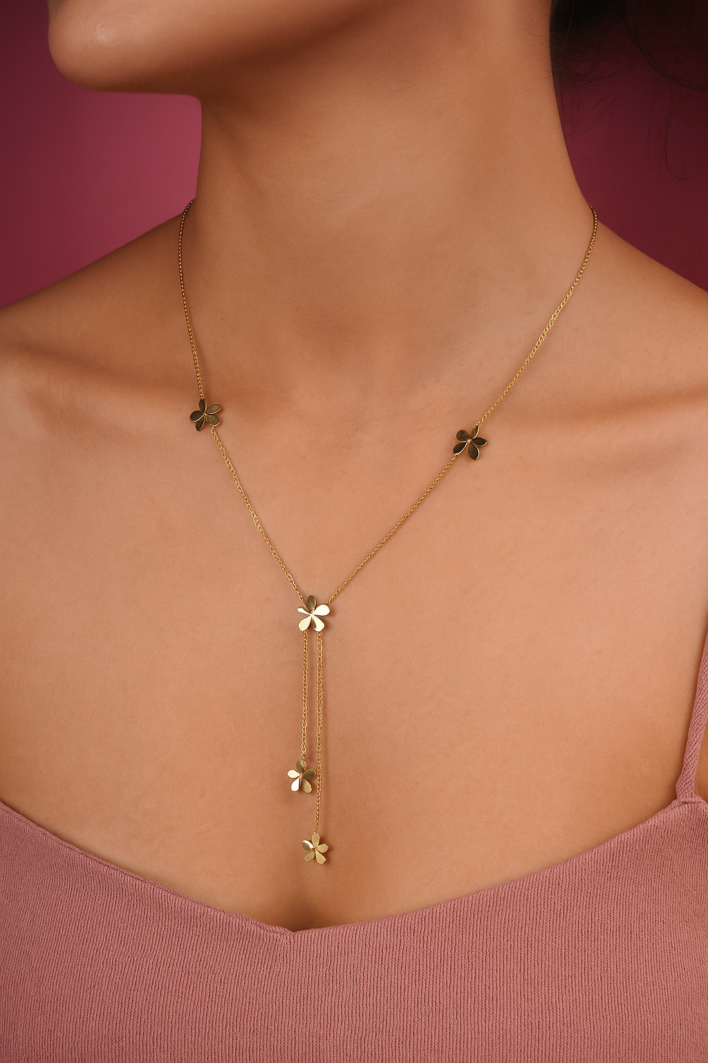 Anti-Tarnish Flower Necklace for Girls & Women| Waterproof Gold-Plated Stainless Steel Necklace