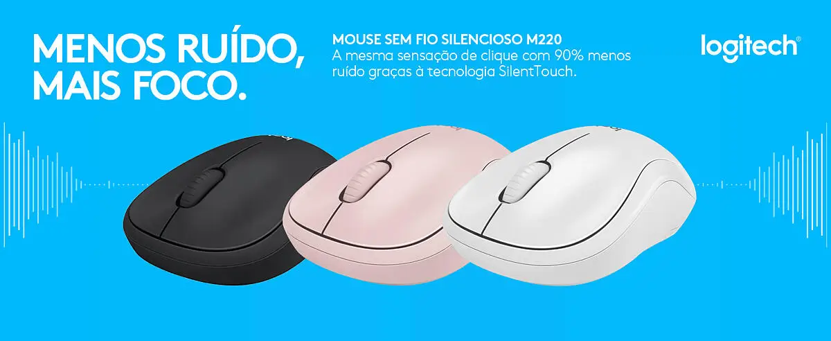 Mouse sem fio silencioso Logitech M220