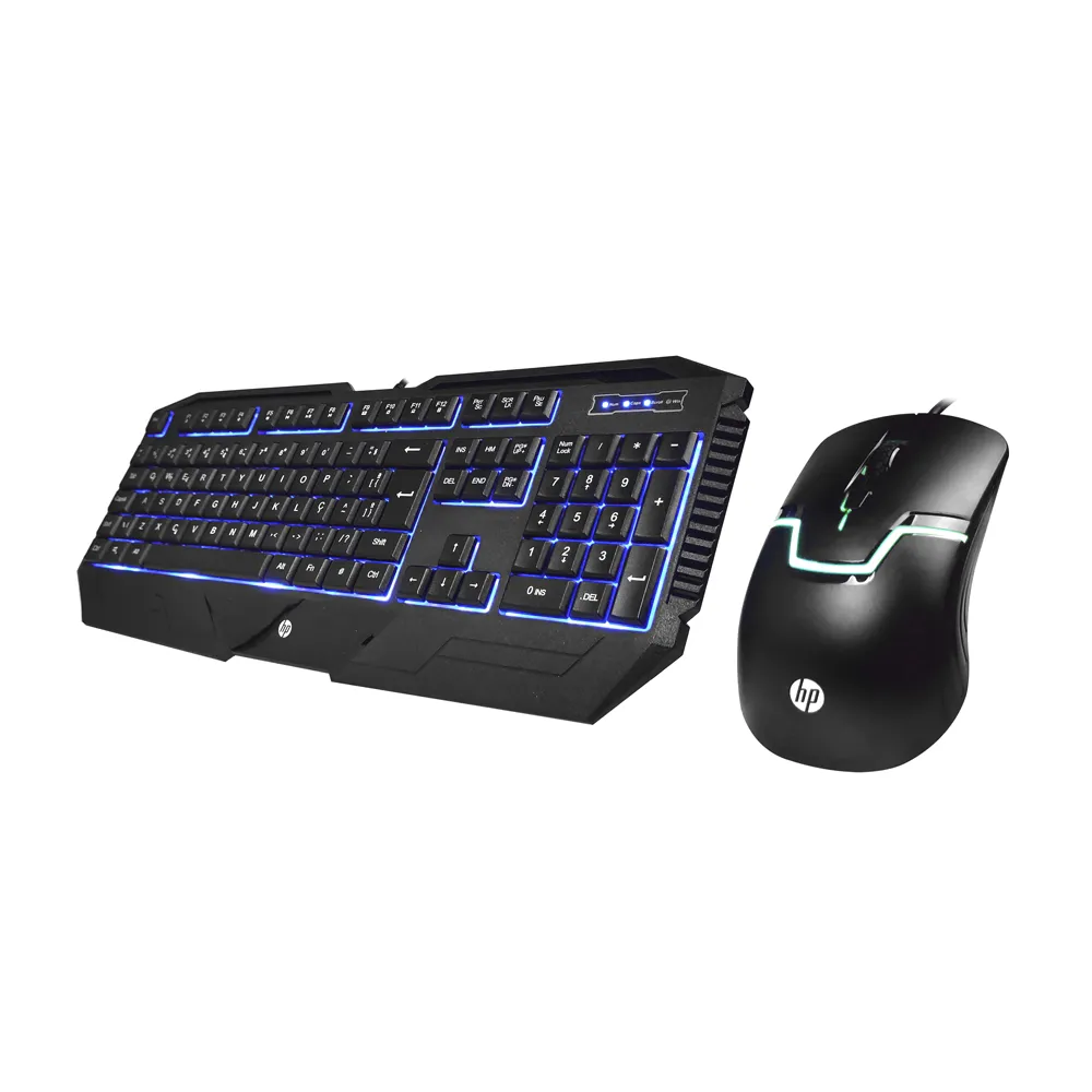 Kit Teclado Mouse USB Gaming HP GK1100 1600DPI Led Azul