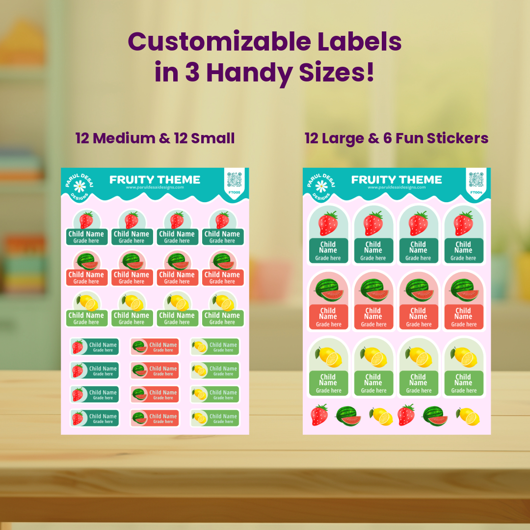 36 Personalised Labels – Large, Medium and Small