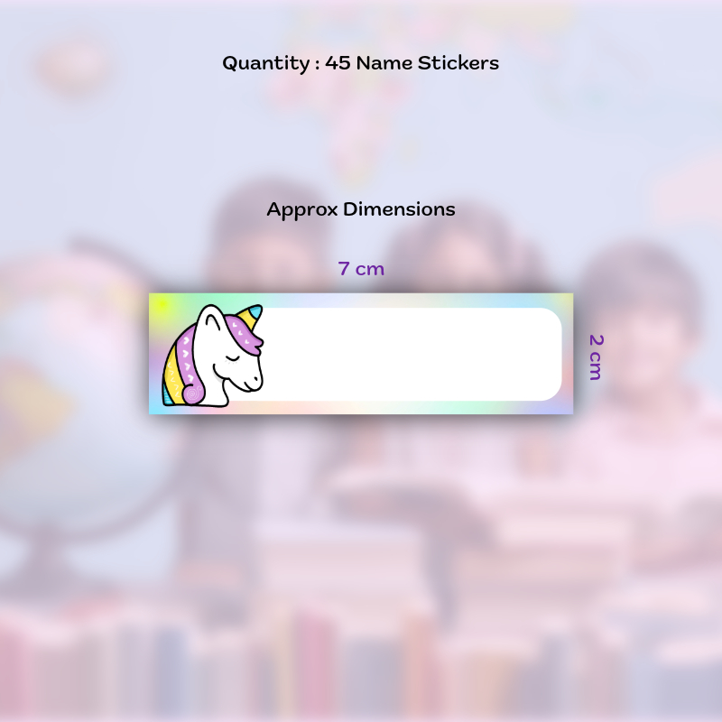 45 Personalized Name Stickers – Unicorn Theme