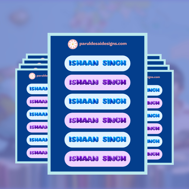 54 Custom Stickers for Kids - Personalized Fur-Effect Vinyl Name Labels
