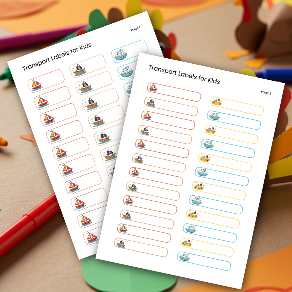 Transport Labels for Kids