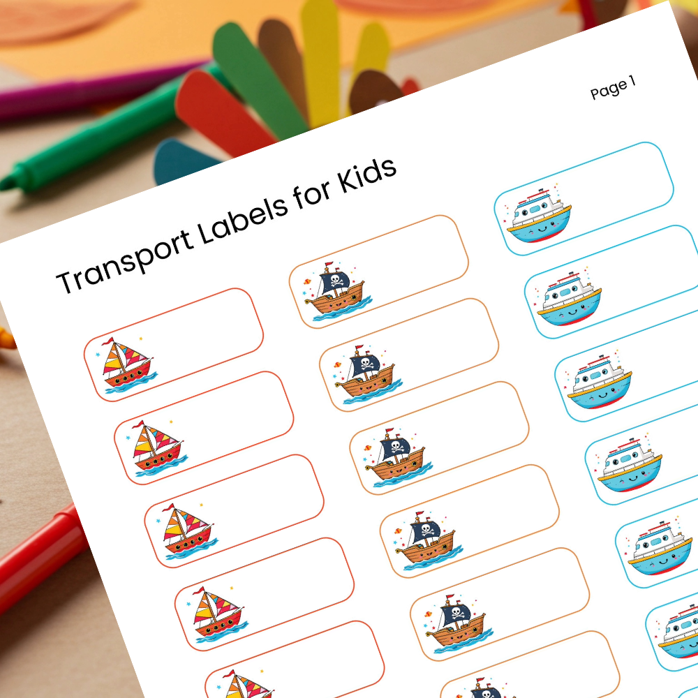 Transport Labels for Kids