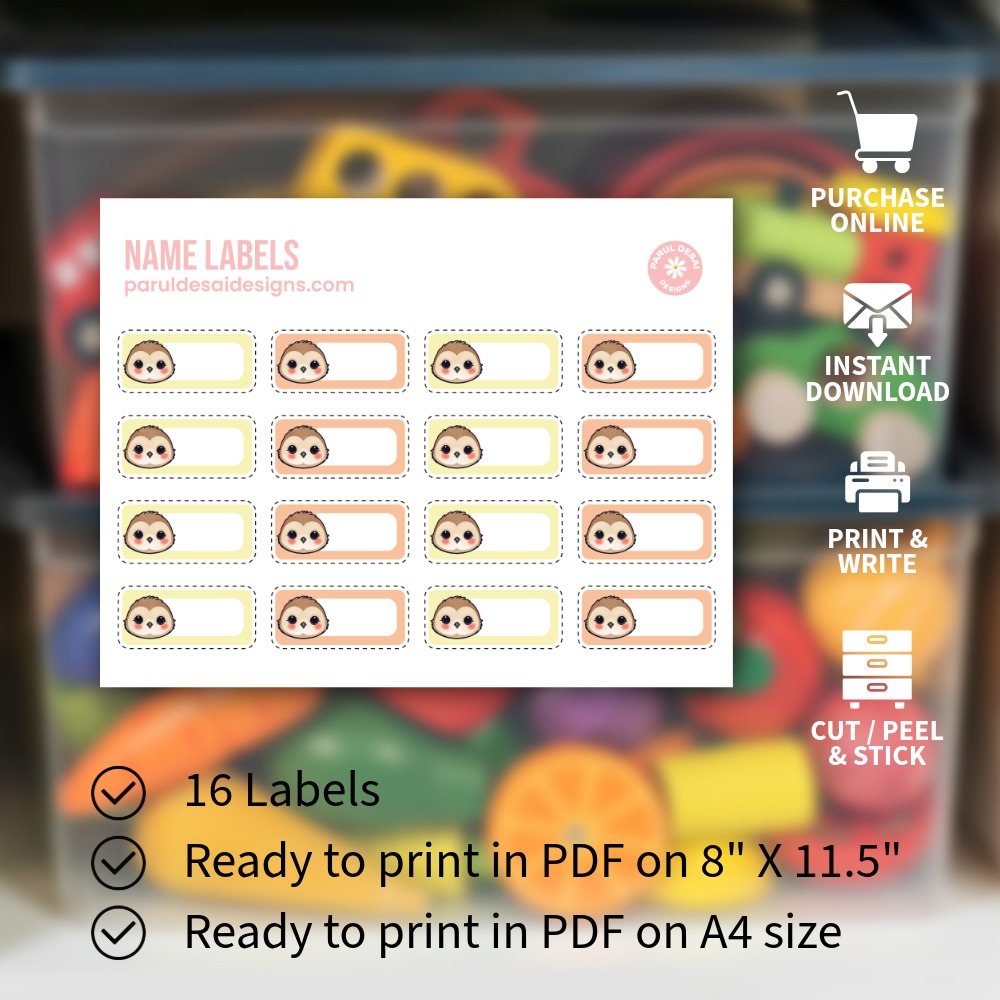 Cute Sparrow Name Tag Stickers for Kids