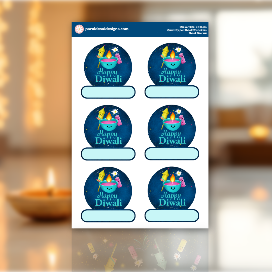 Diwali Name Printable Stickers - PDF