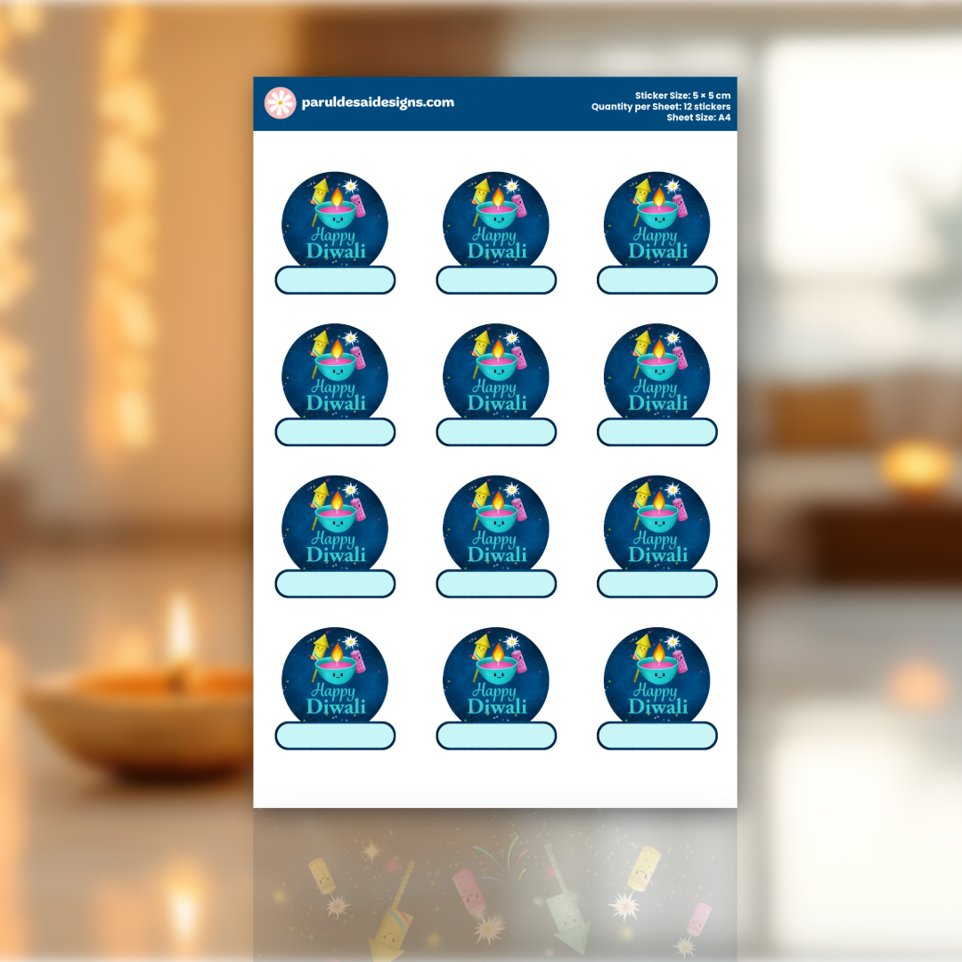 Diwali Name Printable Stickers - PDF