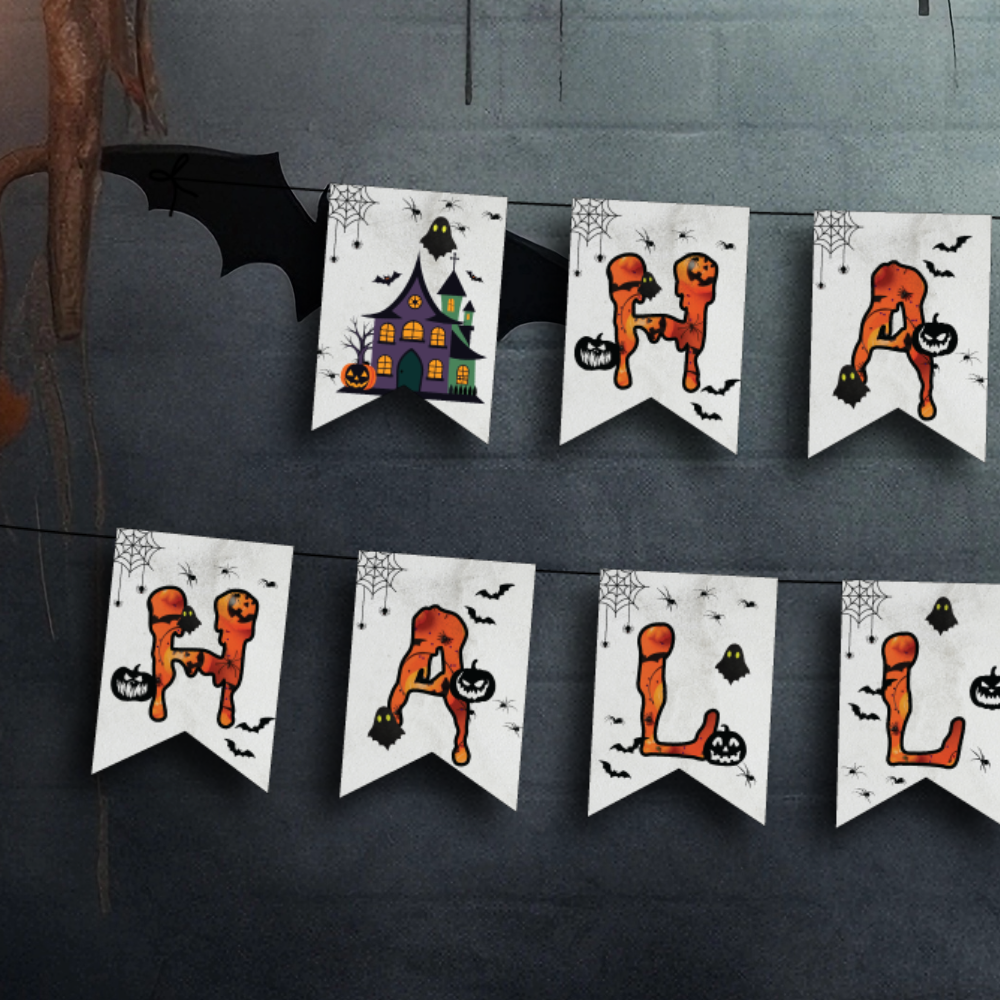 Happy Halloween Banner, Spooky Party Decorations