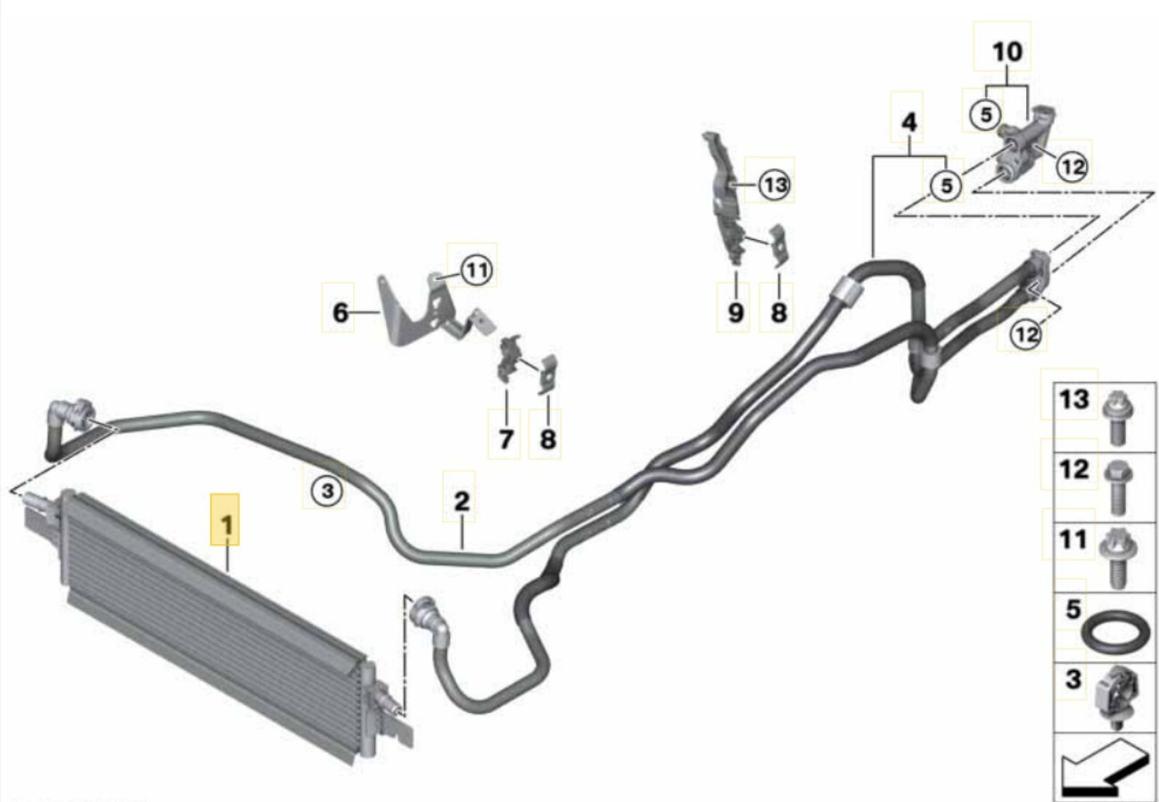 BMW 3 G20 G21 2020 Transmission Gearbox Oil Cooler 9494828