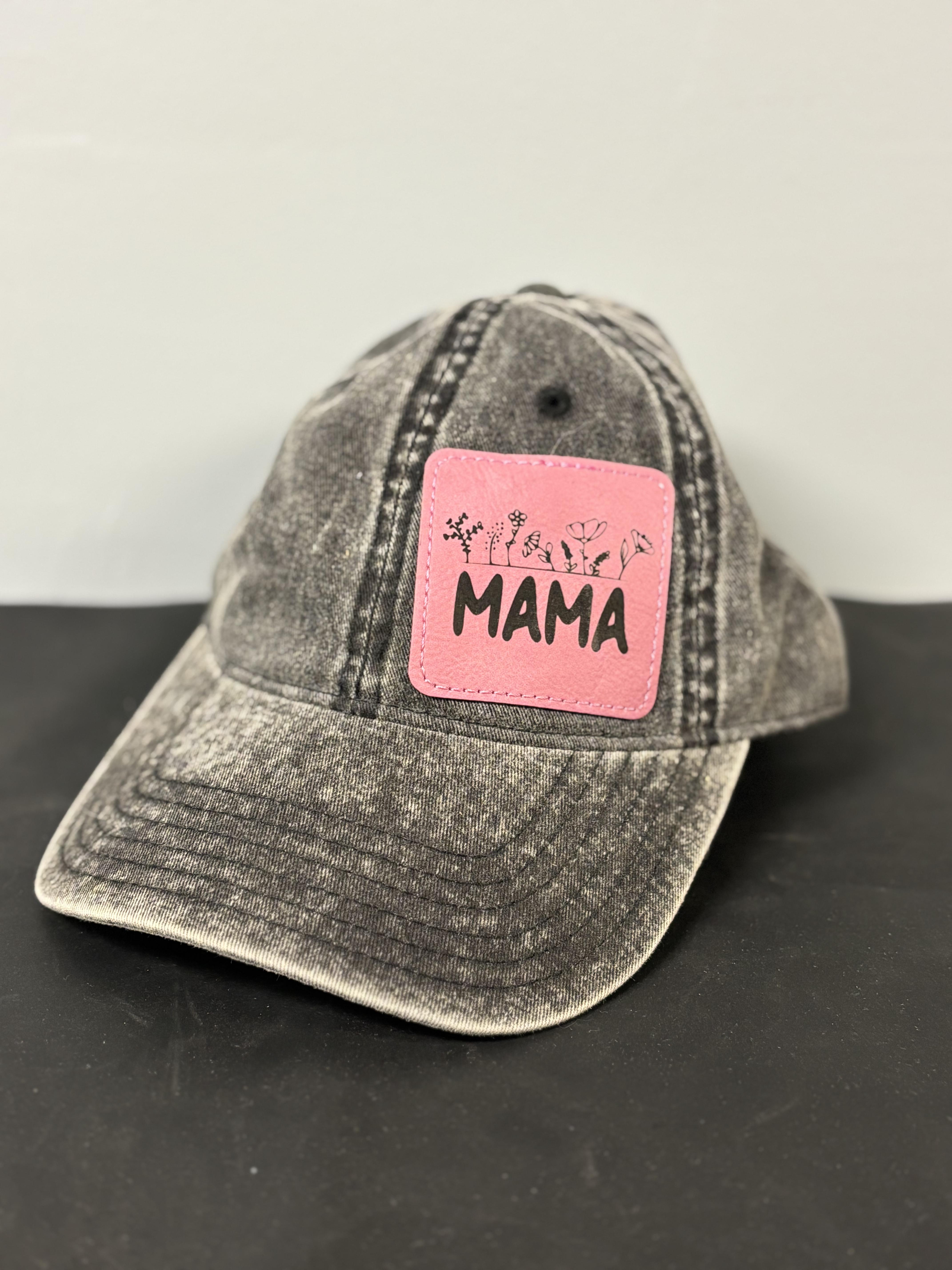 Black Jean Hat - Ma Ma Pink Patch