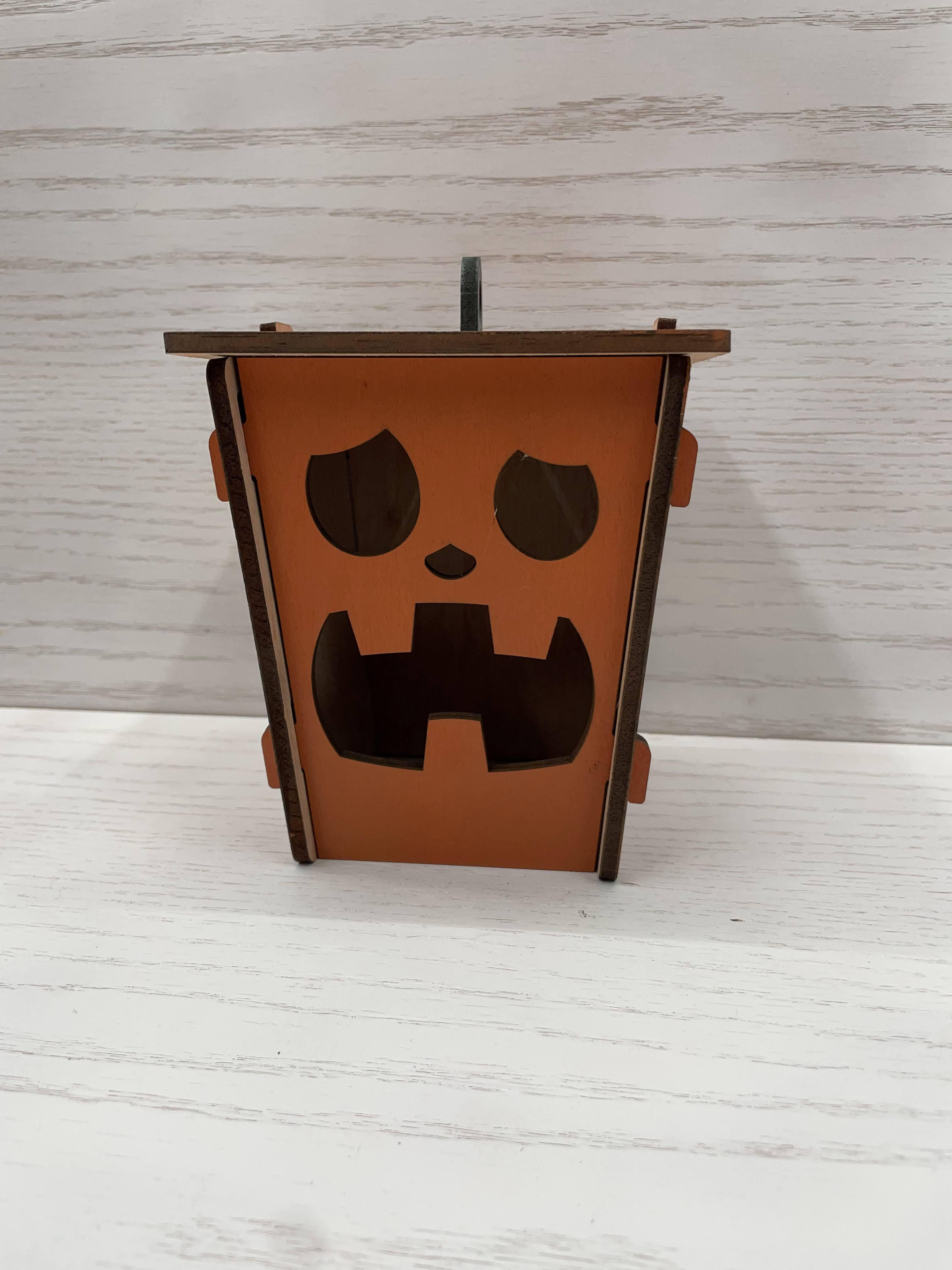 Wooden Jack-O-Lantern - Frankenstein