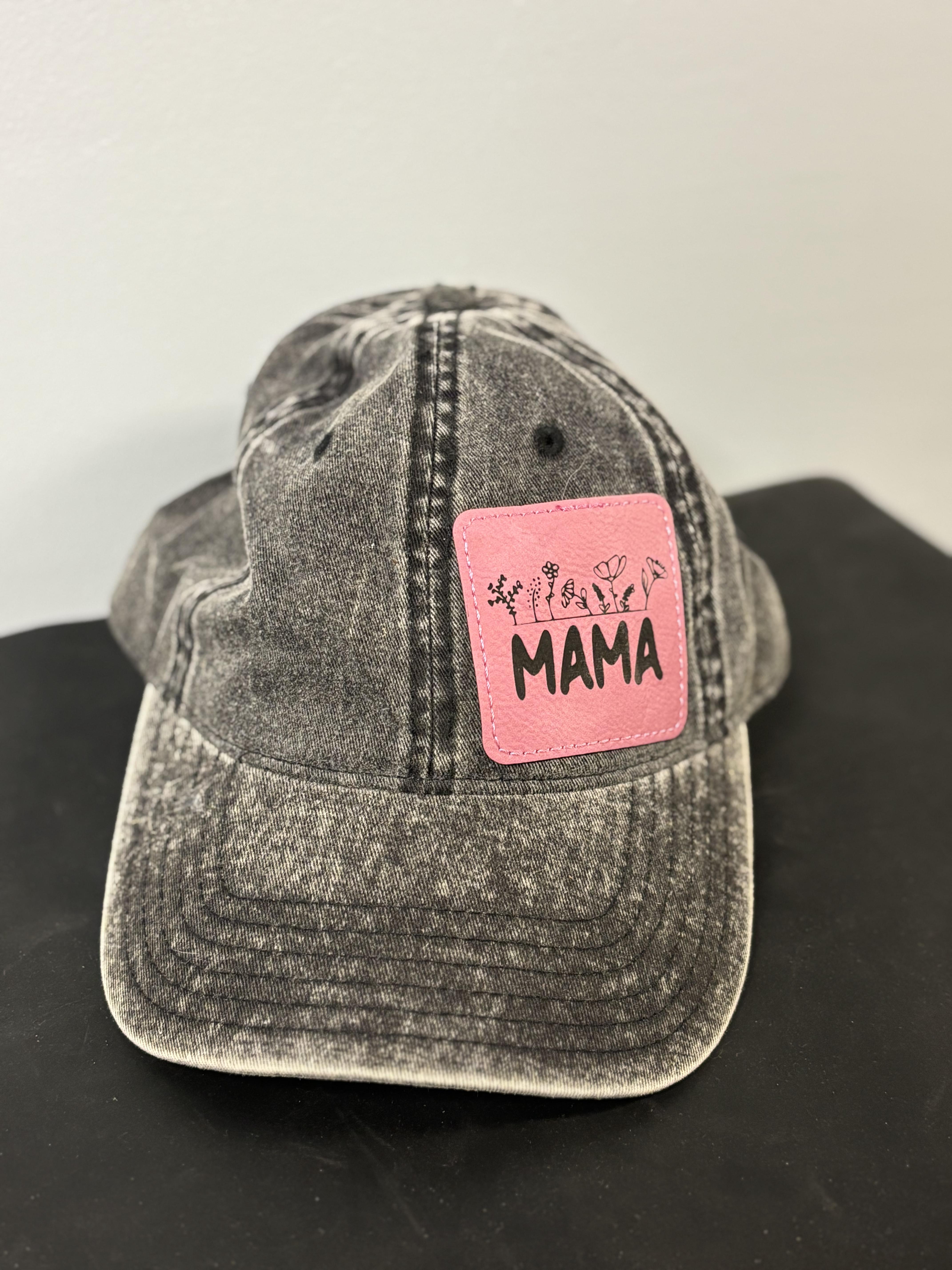Black Jean Hat - Ma Ma Pink Patch