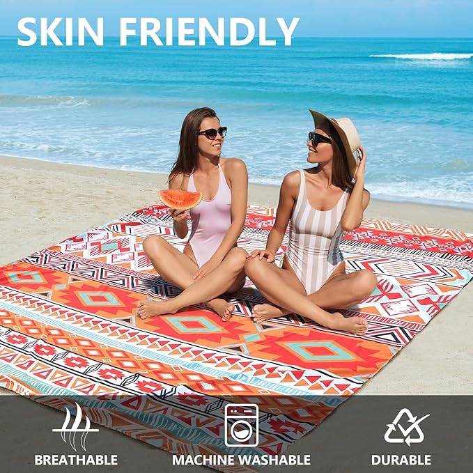 Beach Blanket, Sandproof Beach Mat, Waterproof Quick Drying Lightweight Outdoor Aztec Picnic