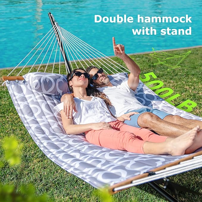 Double Hammock with Stand for Outdoor