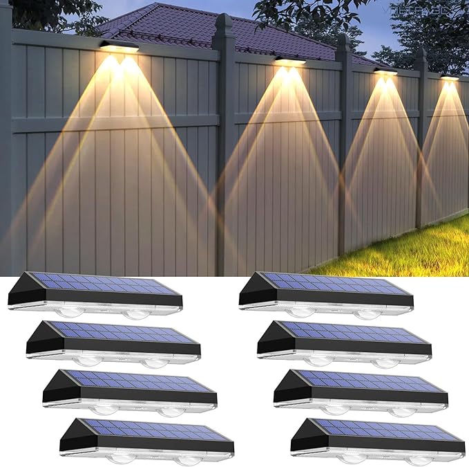 Solar Fence Lights Outdoor - 2700/4000/6000K 3 Mode, IP65 Waterproof Fence Solar Lights Outdoor