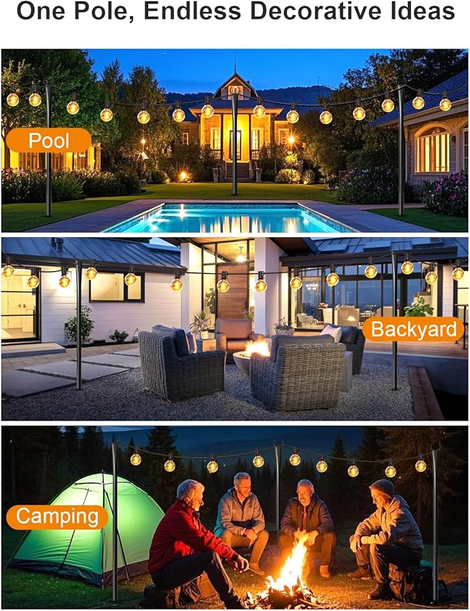 4 Pack 10Ft String Light Poles for Outside