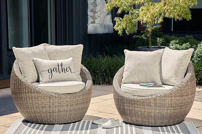 Swivel Lounge with Cushion, 2 Count, Light Brown