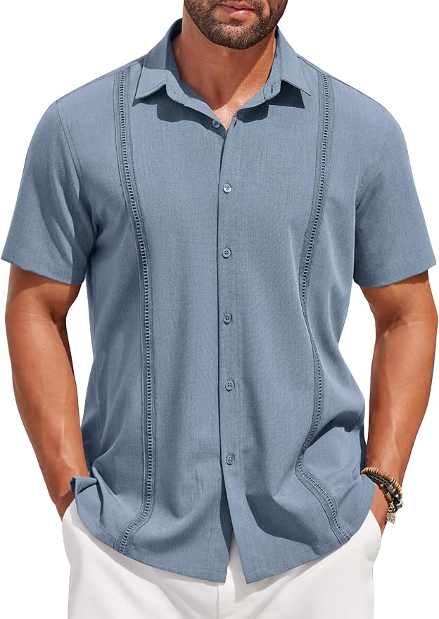 Mens Short Sleeve Cuban Guayabera Shirt